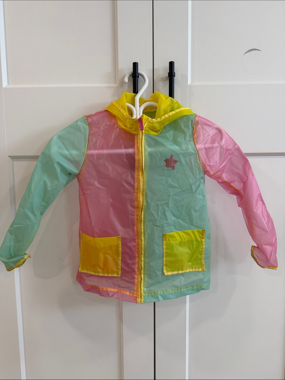 Buffalo David Bitton Kids Pastel Colorblock Hooded Raincoat - Yellow, Pink, Mint